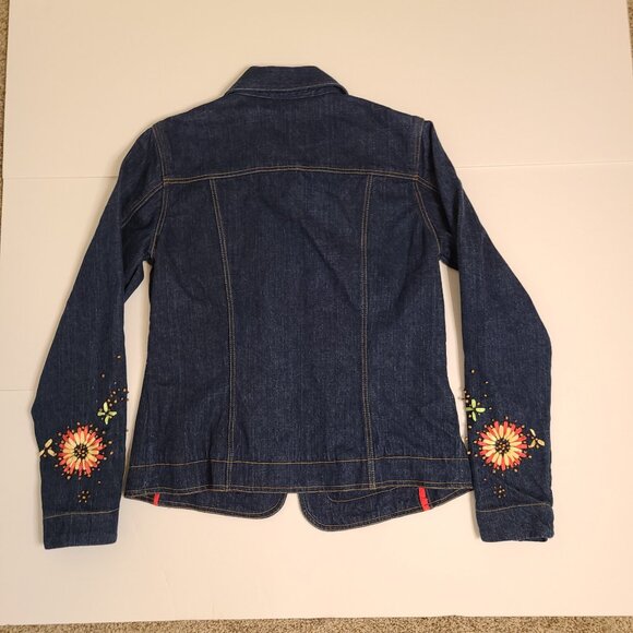 BONNIE & NORMA Denim Jean Jacket with Embroidered Spring Floral Design Sz S - Picture 2 of 11